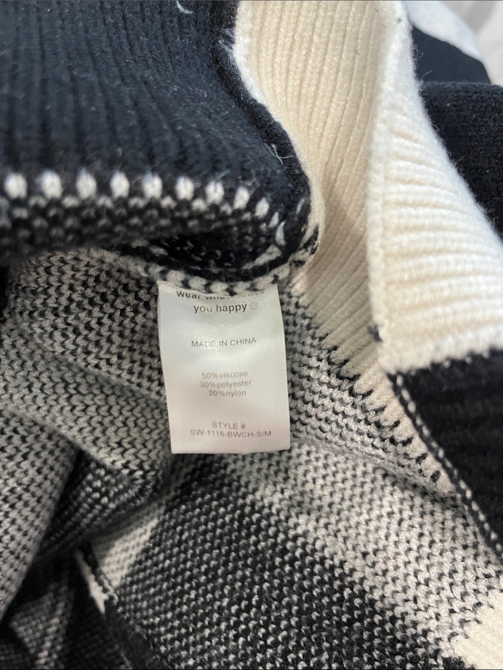 Dressed In Lala Love You Cardigan Sweater Checkerboard white Black S / M - Picture 7 of 8